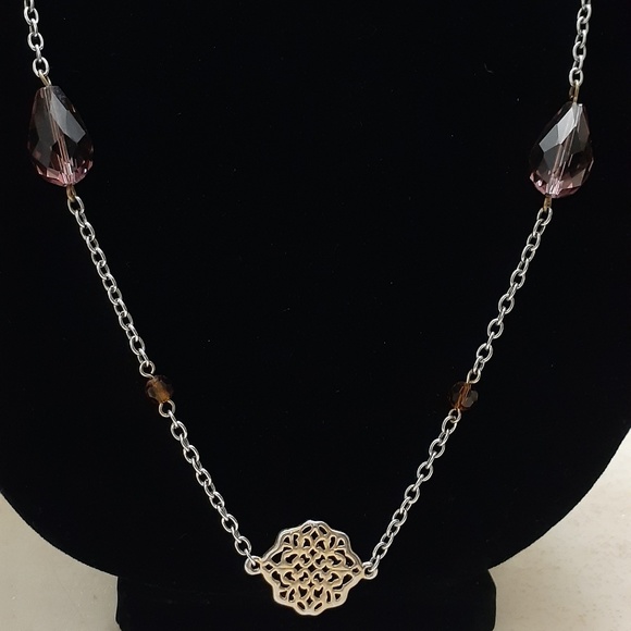 Gold with brown beads necklace - Picture 4 of 6